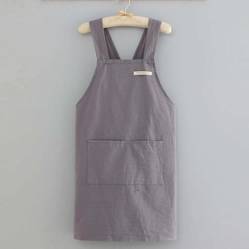 Cooking Cotton Kitchen Aprons Breathable Wear Resistant Adult Waist Aprons Anti Fouling Soft Restaurant Work Clothes Home Oasis Select Grey