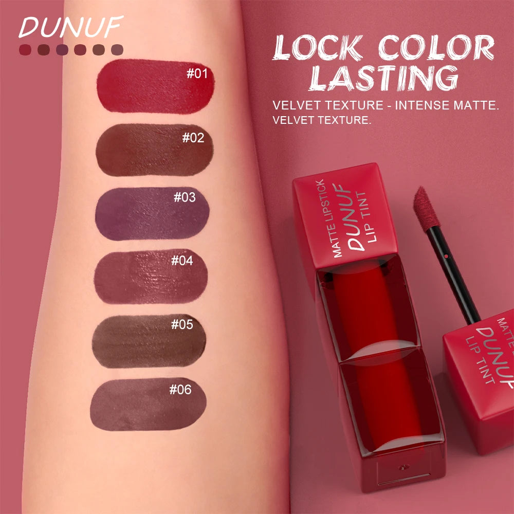6pc/set Velvet Matte Lipstick Long-lasting Waterproof Lip Gloss Lip Glaze Non-Stick Cup Nude Red High Pigment Y2K Christmas Gift Oasis Select