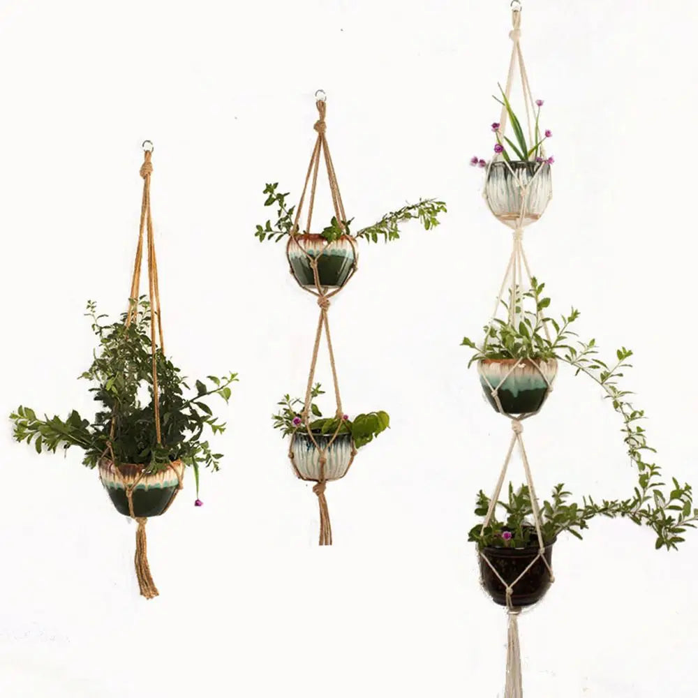 Flowerpot Hanging Knotted Vintage Lifting Rope Plant Hanger Oasis Select