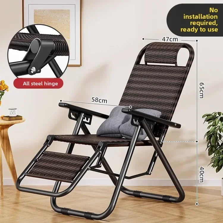 Rattan chair rattan woven folding lunch break recliner home leisure backrest elderly lazy chair durable nap bed folding chair Oasis Select Tri-Fold-B