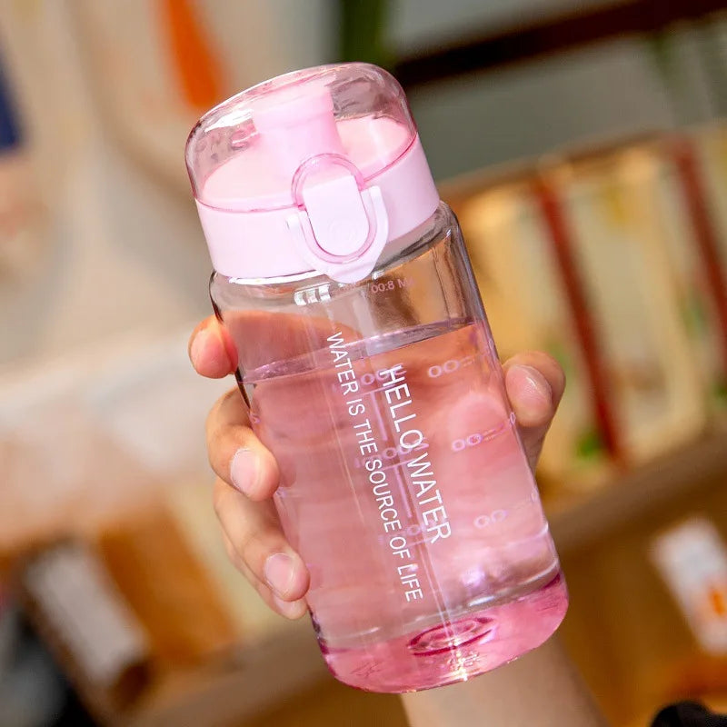 550ml Sports Water Bottle, Large-Capacity Transparent Scale Cup with Straight Drinking Bouncing Lid Outdoor Portable Kettle Oasis Select Pink 550ml
