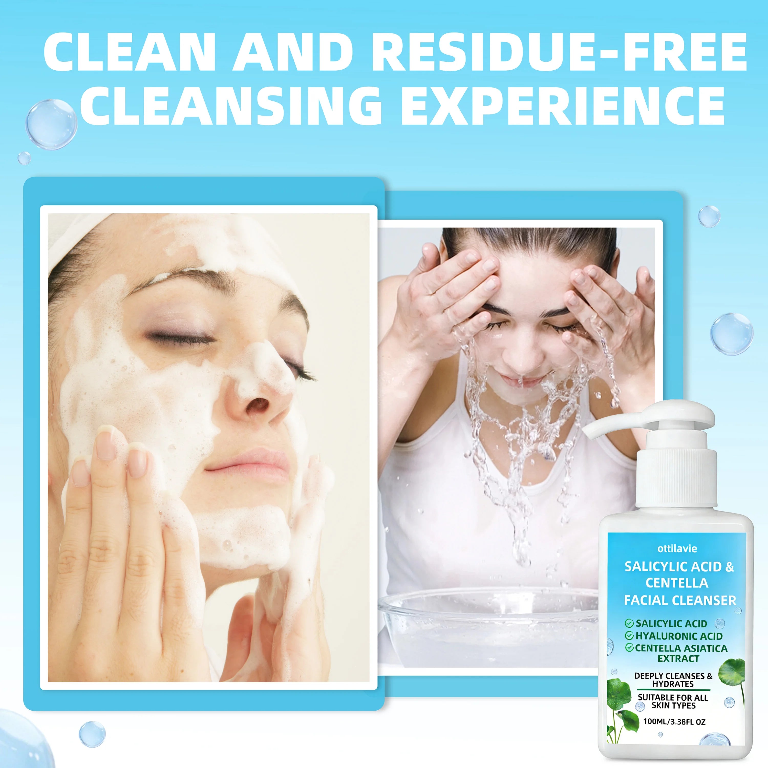 Ottilavie Salicylic Acid & Centella Face Wash 100ml Cleanser Facial Cleanser Oasis Select