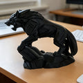 Geometric Black Wolf Figurine - Abstract Faceted Wolf Sculpture Modern Predator Statue for Desk Home Decor Gift Oasis Select black