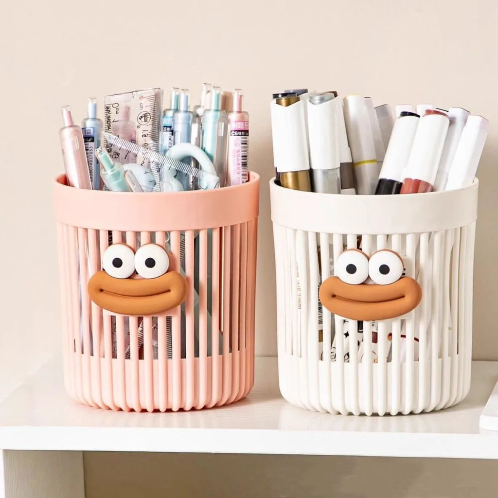 Cute Cartoon Desk Organizer – Pen Holder & Storage Basket