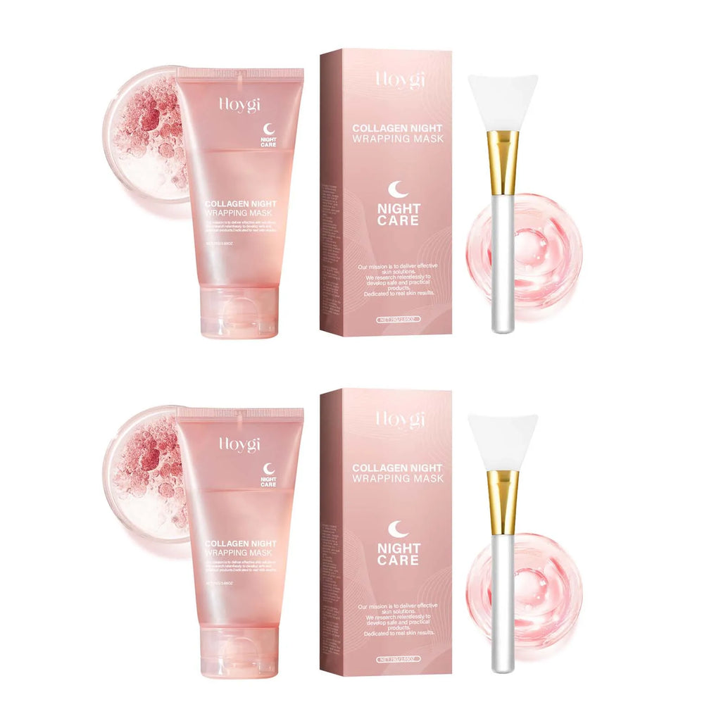 Collagen Night Wrapping Mask Moisturizing Firming Peel-Off Mask Gel Face Deep Cleansing Pores Hydrating Brightening Facial Mask Oasis Select 2Pcs