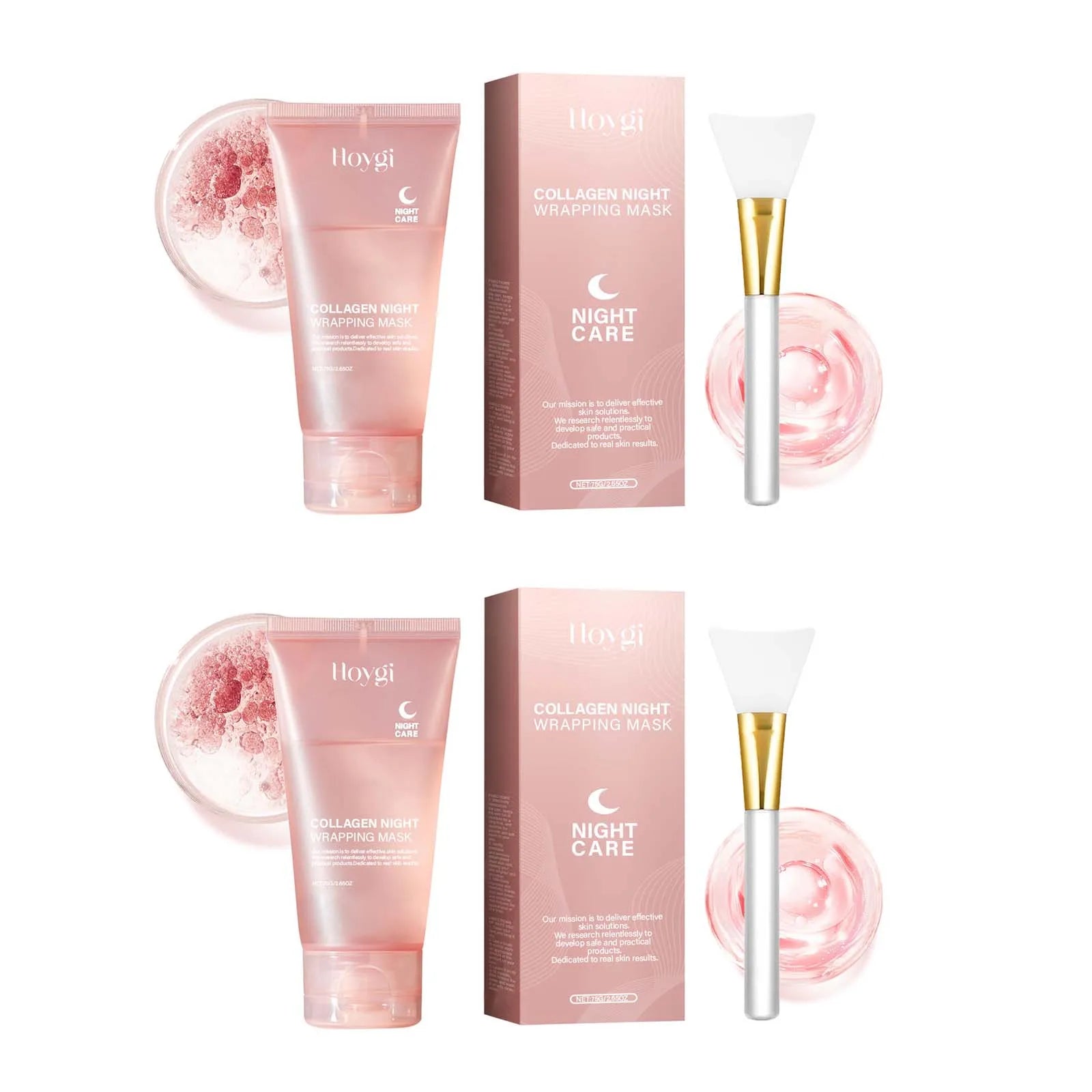 Collagen Night Wrapping Mask Moisturizing Firming Peel-Off Mask Gel Face Deep Cleansing Pores Hydrating Brightening Facial Mask Oasis Select 2Pcs