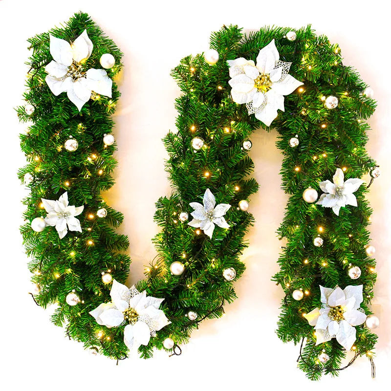 2.7-meter Encrypted Christmas Rattan Door Decorative Hanging Piece Christmas Decoration Christmas Decorations for Home Oasis Select 2.7 meters silver