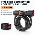 Bicycle Lock with Tail Light 5-Digit Security Password Bike Lock Steel Cable Chain Anti-theft Bicycle Bike Accessories Oasis Select Lock 01