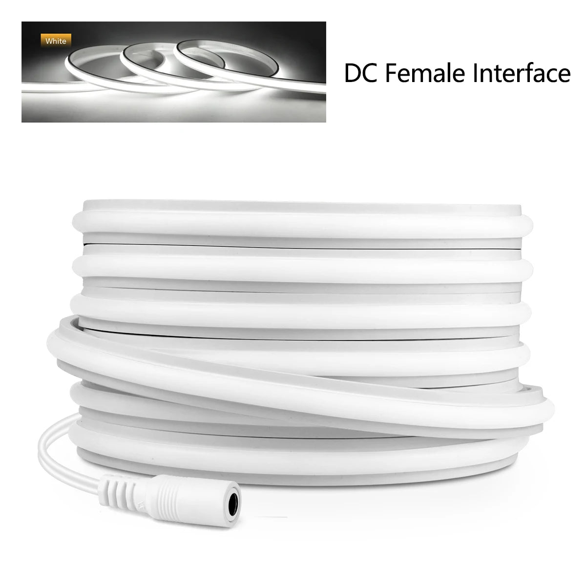 Silicone COB Neon Strip Light 24V 1M-10M Ambient Light Cuttable DIY Super Brightness No Dark Zone,Transparent Nano Adhesive Tape Oasis Select White 3m