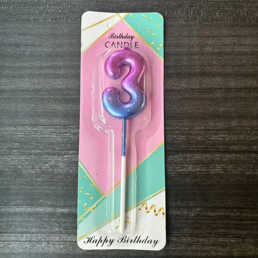 Candle Pink Birthday Candle Girl Happy Birthday Cake Topper Children's Party Decor Ornaments Opera Digital Celebration Candle Oasis Select 3-purple