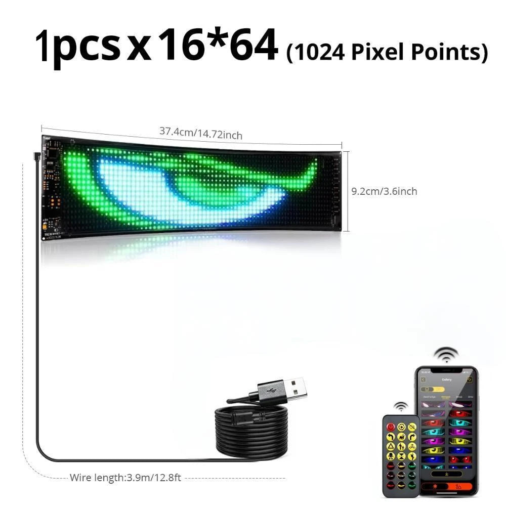 1/2pcs RGB LED Matrix Pixel Panel USB 5V Flexible Car Evil Eye Sign App Programmable Addressable Graffiti Scrolling Logo Light Oasis Select 1pcs 16x64 LEDs