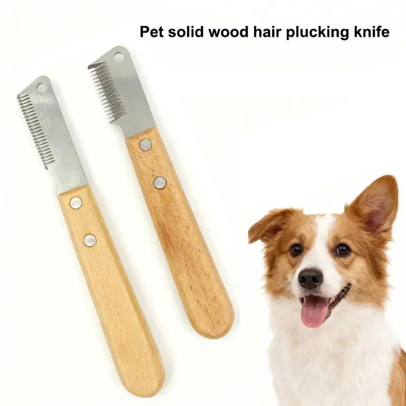 High Quality Professional Pet Hair Removal Knife Dog Comb Stainless Wooden Handle Stripping Hair Remover Grooming Accessories Oasis Select