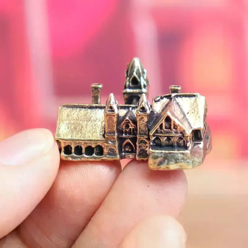 Brass Small House Miniatures Figurines Castle Architecture Micro Landscape Craft Home Decorations Accessories Oasis Select