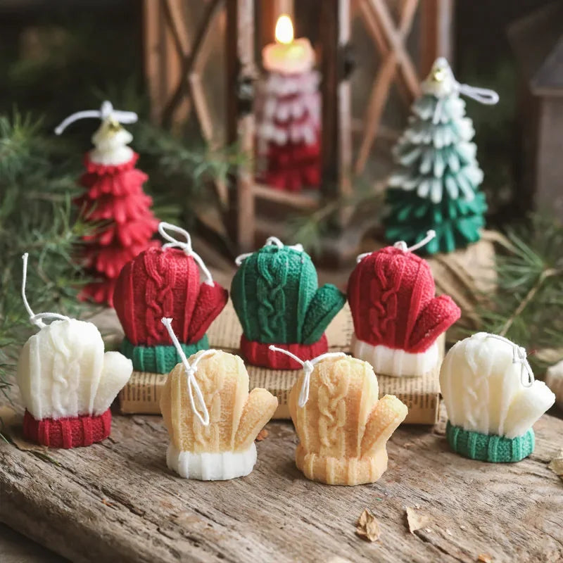 Christmas Wool Gloves Aromatherapy Candles Holiday Gifts Ins Photography Props Diy Creative Ornaments Aromatherapy Candles Decor Oasis Select