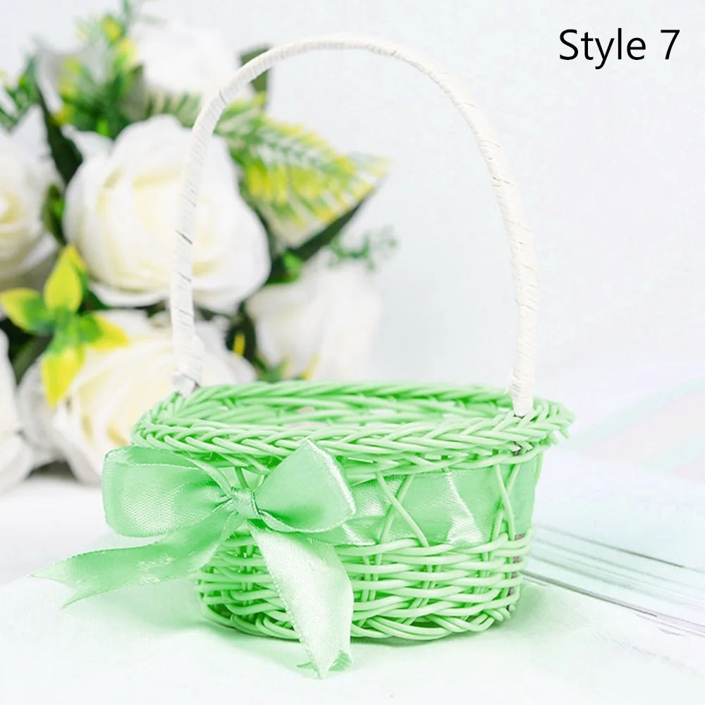 Hand-Woven Rattan Wicker Basket – 8 Colors Handheld Storage