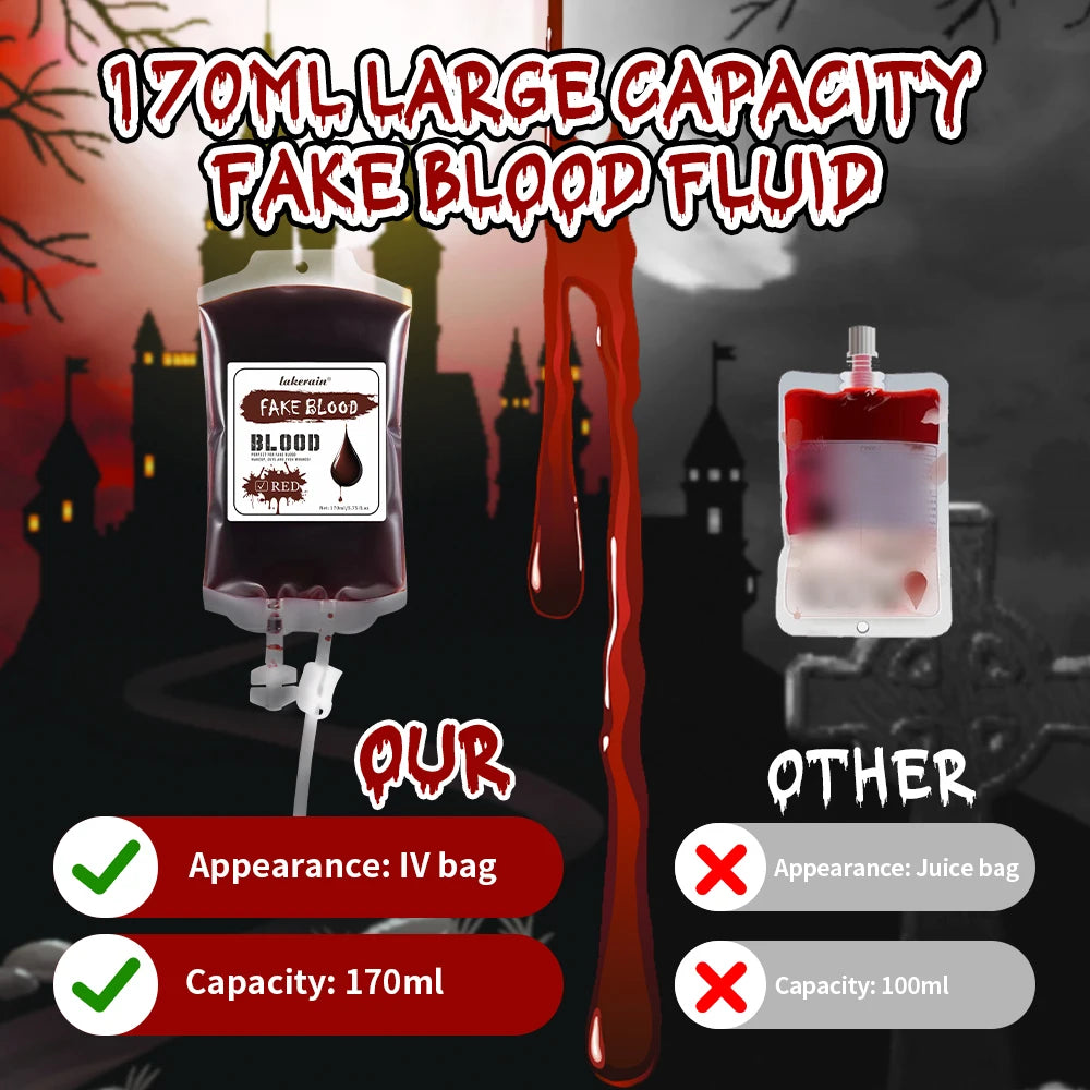 Lakerain 170ML Fake Blood Halloween Ultra-realistic Fake Blood Makeup Safe Non-Toxic Cosplay Horror Prop Party Decoration Oasis Select