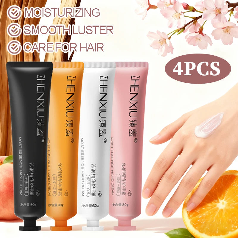 4PCS sandalwood, cherry blossoms, white peaches, sweet orange hand cream, dry and cracked hand care, moisturizing Oasis Select MULTI 120g