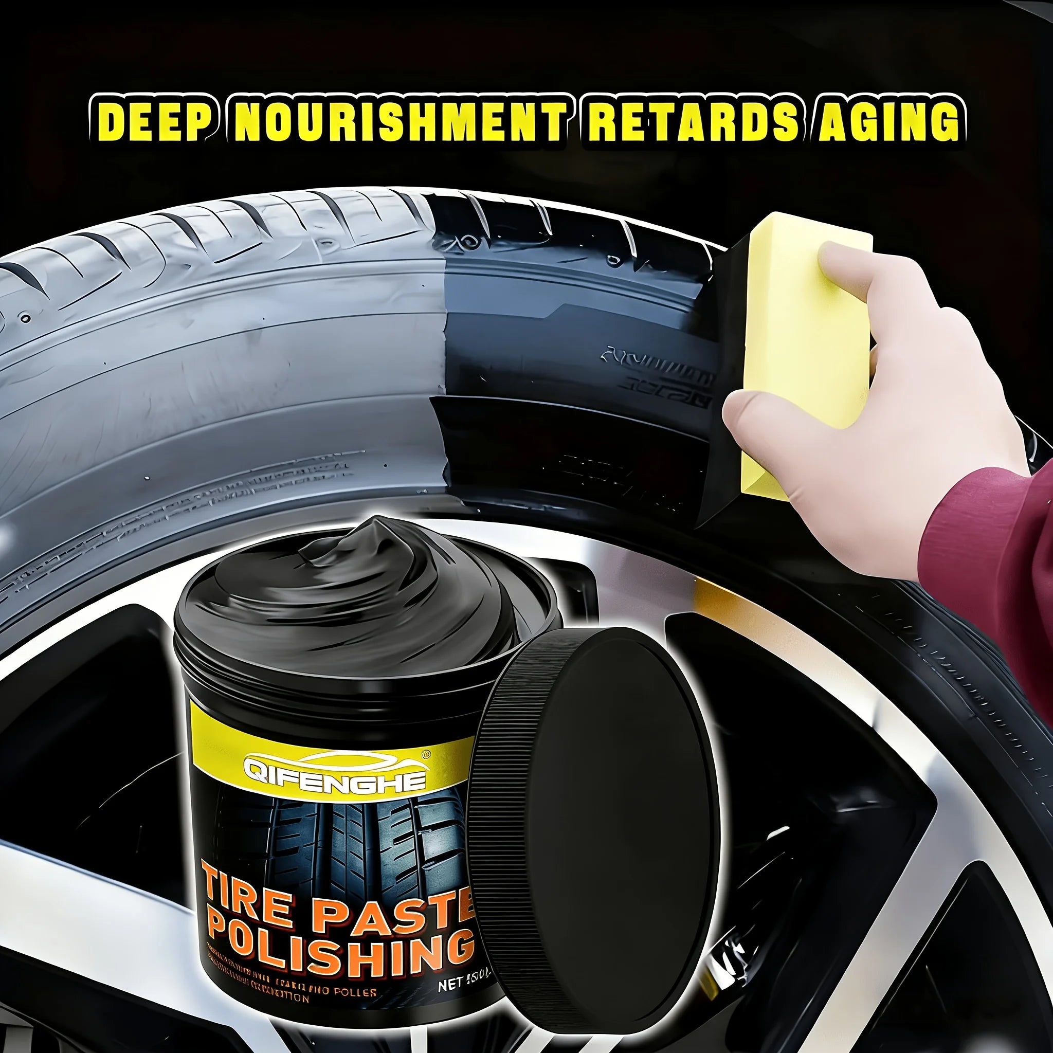 Black Gloss Tire Coating Paste – Tire Shine Wax & Brightener Tire Shine Paste Oasis Select