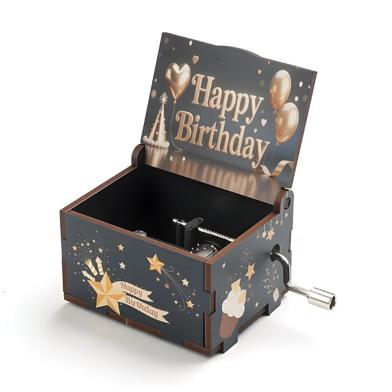 Hot selling Birthday Series Art Six sided Painted Hand cranked Music Box Birthday Gift for Friends Home Decor Oasis Select 4