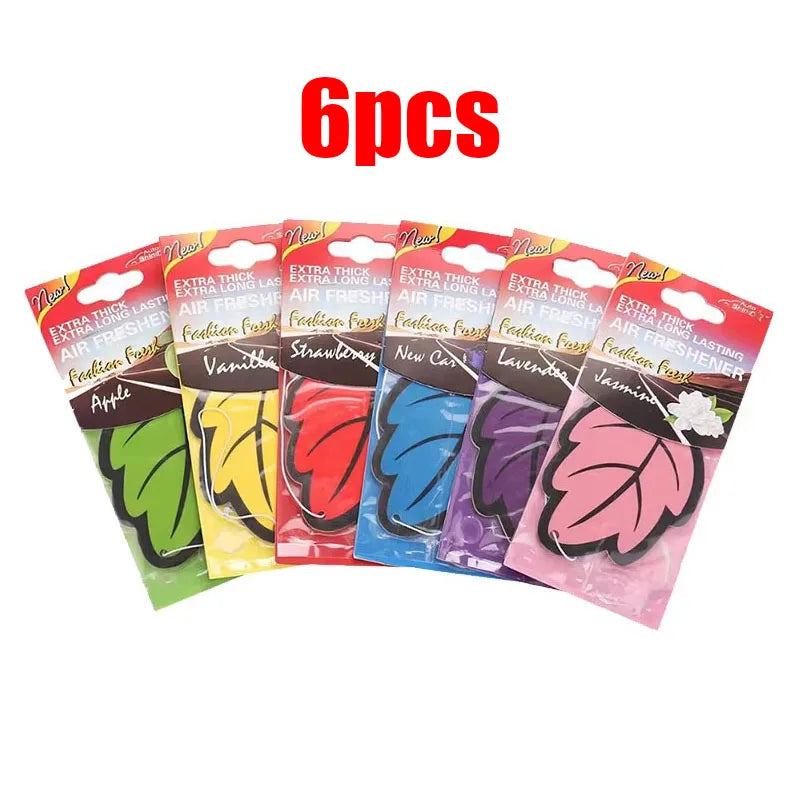 6/12/24/36pcs Mix Car Air Freshener Natural Scented Tea Paper Auto Hanging Perfume Fragrance Leaf Shape Car Accessories Oasis Select 6pcs