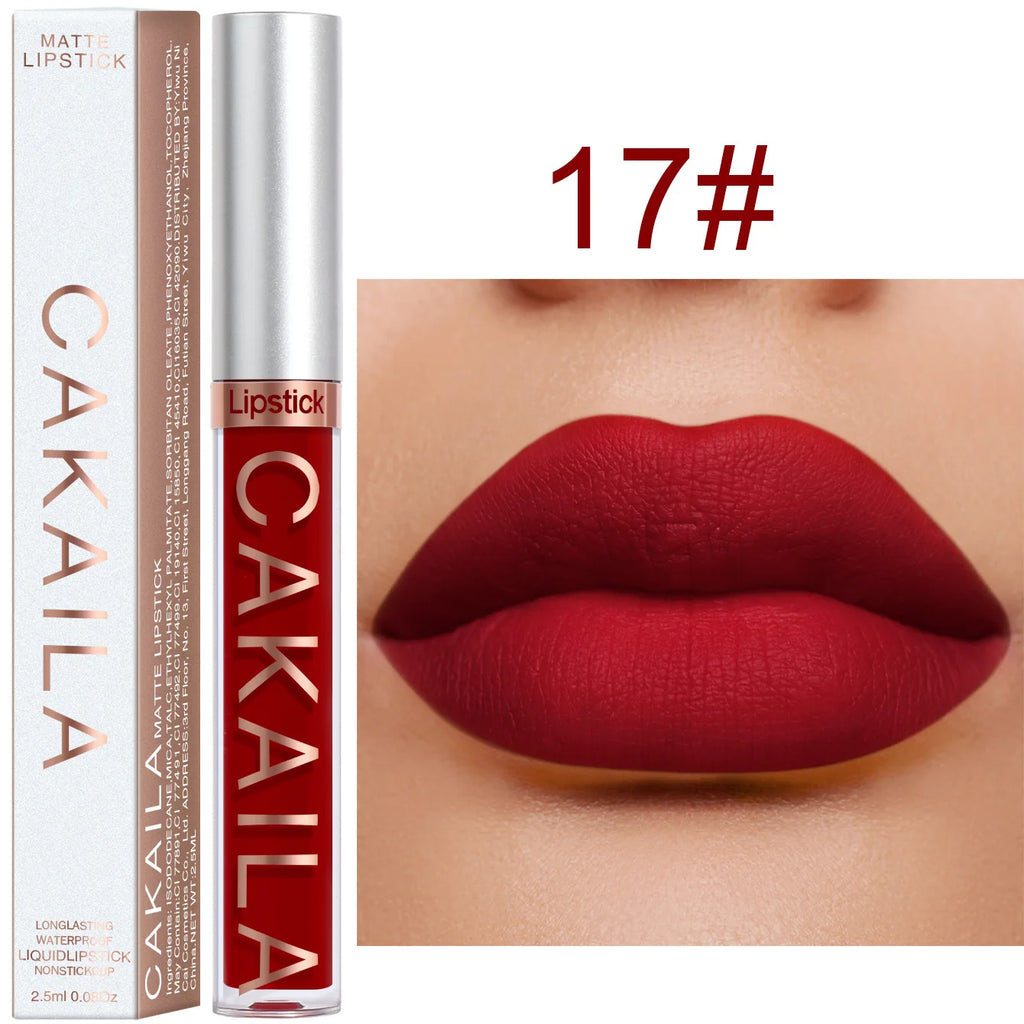 1 Pcs Waterproof Lip Gloss Lipstick Set - Nude, Dark Brown & Matte Red Shades, Long-Lasting 24-Hour Wear, Suitable for All Skin Oasis Select 17
