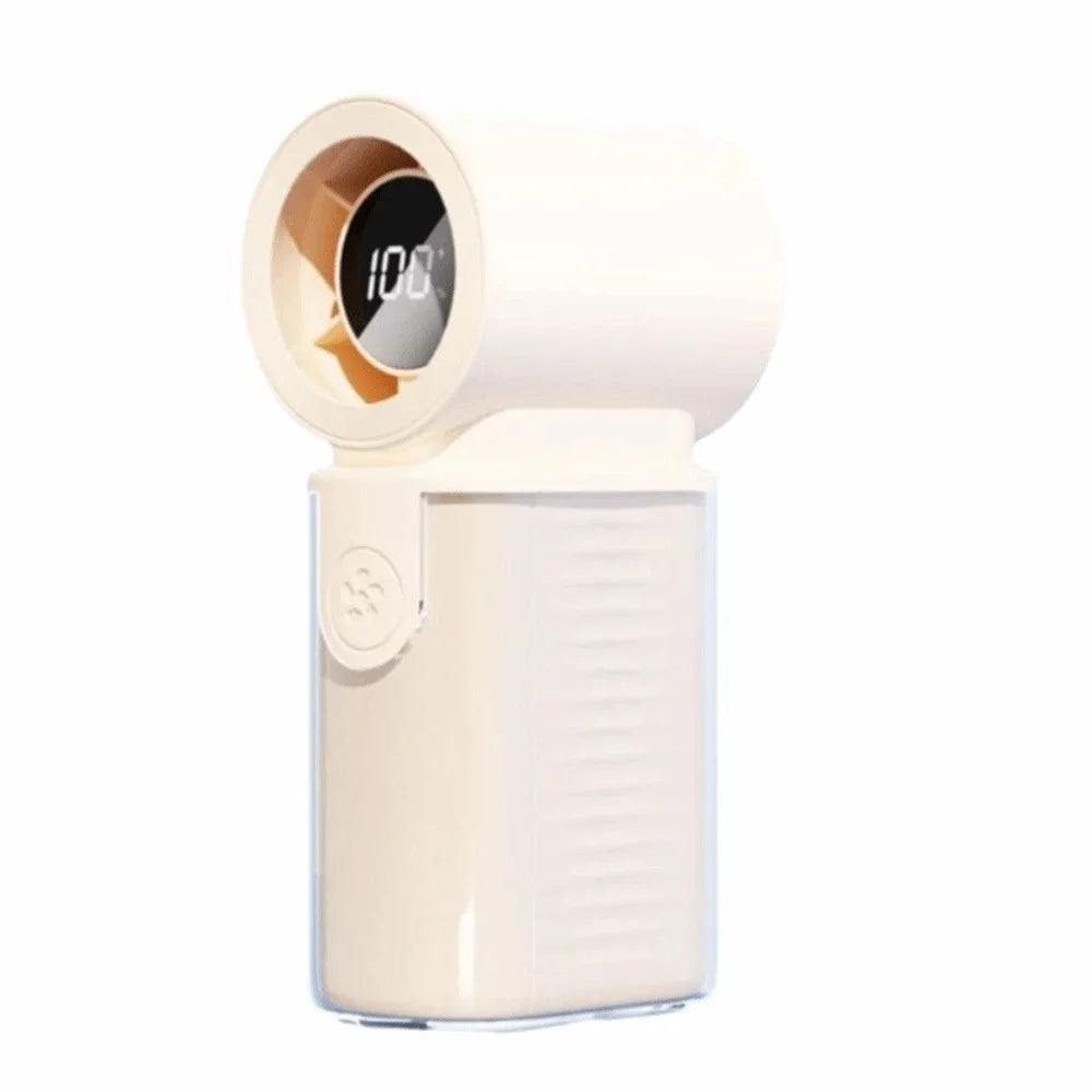 3000mAh Battery Mini Handheld Fan LED Display 5 Gear Wind Portable Pocket Fan High Speed USB Rechargeable Rechargeable Fan Oasis Select Beige