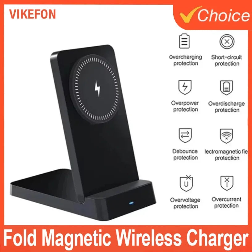 Magnetic Fast Charging Station 15W Wireless Charger Desktop Fold Smart Phone Holder Charge For Magsafe iPhone 16 15 14 13 12 Pro Oasis Select