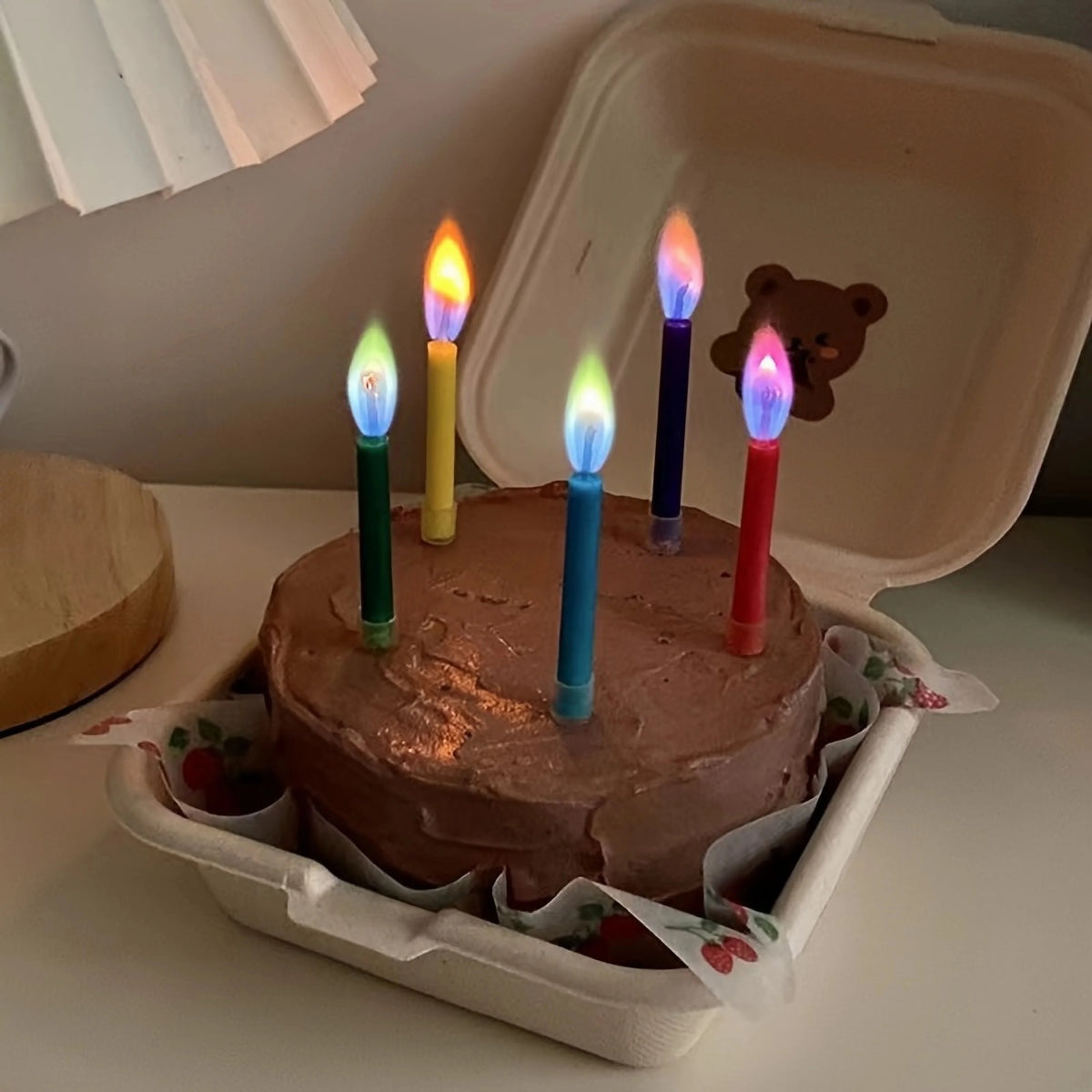 Colorful Flame Candles,Birthday Cake Decoration Plug-in Creative Rainbow Candles,Cake Atmosphere Candle Decoration Oasis Select