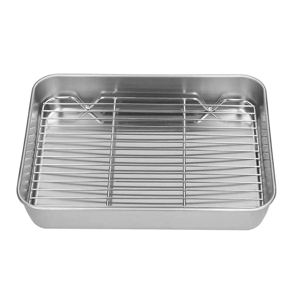 Food Grade 304 Stainless Steel Baking Tray Set Detachable Cooling Rack Oven BBQ Grilling Roasting Kitchen Baking Essentials Oasis Select 1pcs