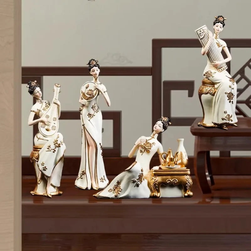 Light Luxury High-end Ladies Ornaments Ancient Figures New Chinese Style Art Decorations Retro Living Room Foyer Decorations Oasis Select