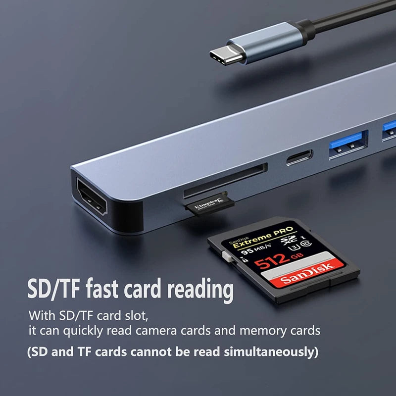 USB 3.0 Type C Adapter Docking Ststion USB 2.0 Port TF SD PD Charging Dock for MacBook iPad Pro Samsung Dex TV Projector Mouse Oasis Select
