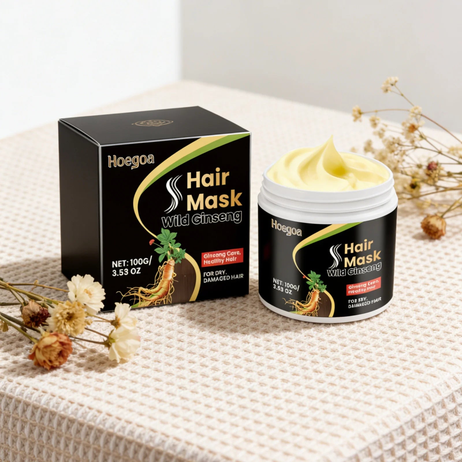 Hoegoa Hair Repair Mask Nourishing Scalp Softening Thickening Wild Ginseng Root Plant Essence Deep Conditioning Hair Mask 100g Oasis Select
