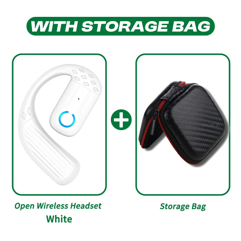 Bluetooth 5.4 Open Wireless Earphone 180° Rotation Adjustable Left Right Ear Universal Headset With Mic For Sport Business Music Oasis Select YS01 White With Bag