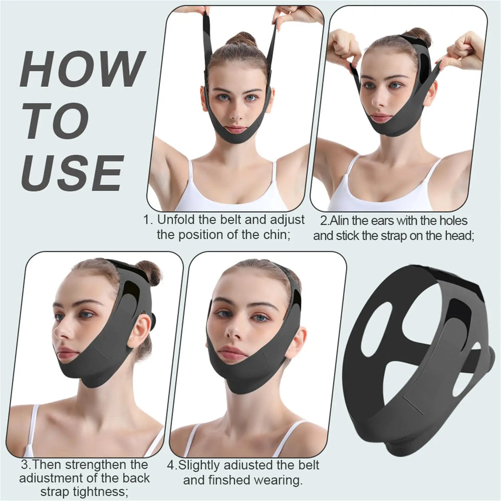 Face Lift Tape Chin Strap For Sleeping Reusable V Line Lifting Mask For Double Chin For Women Chin Up Jaw Exerciser Facial Belt Oasis Select