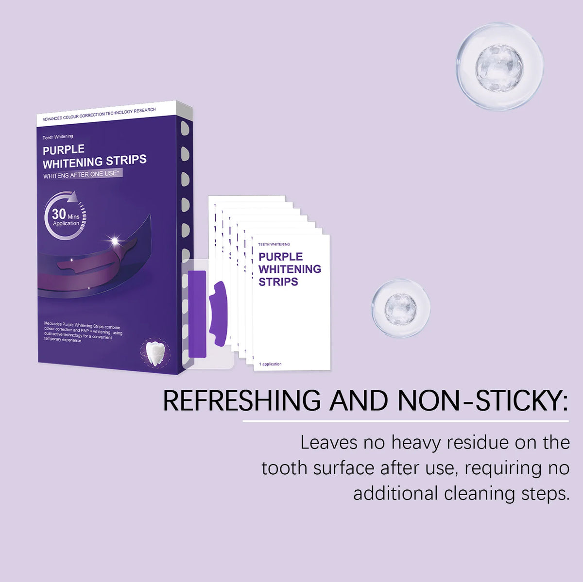 Purple Teeth Strips Color Correcting PAP Formula Gentle Brightening Dental Beauty Instant Glow Stain Removal Care Oasis Select
