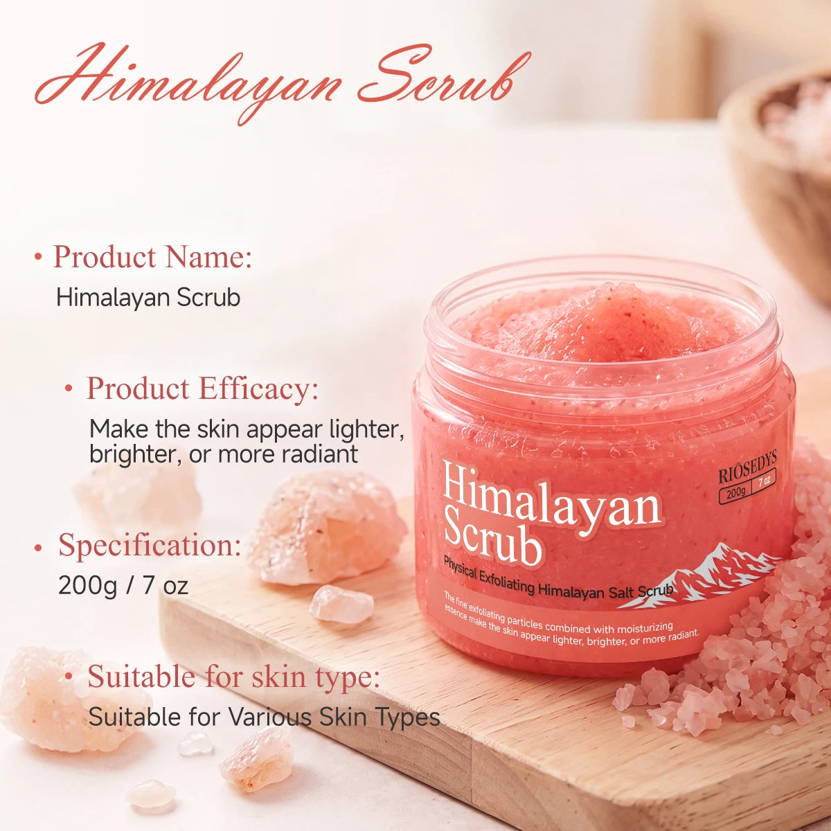 HIMALAYAN SCRUB, Deeply cleanses, gently polishes, improves rough dry skin, brightens dull skin, leaves the entire body radiant. Oasis Select