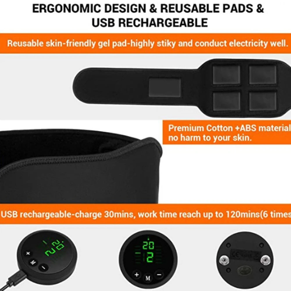 EMS AB Belt Muscle Stimulator – 19 Levels, 12 Modes | 3-Pack