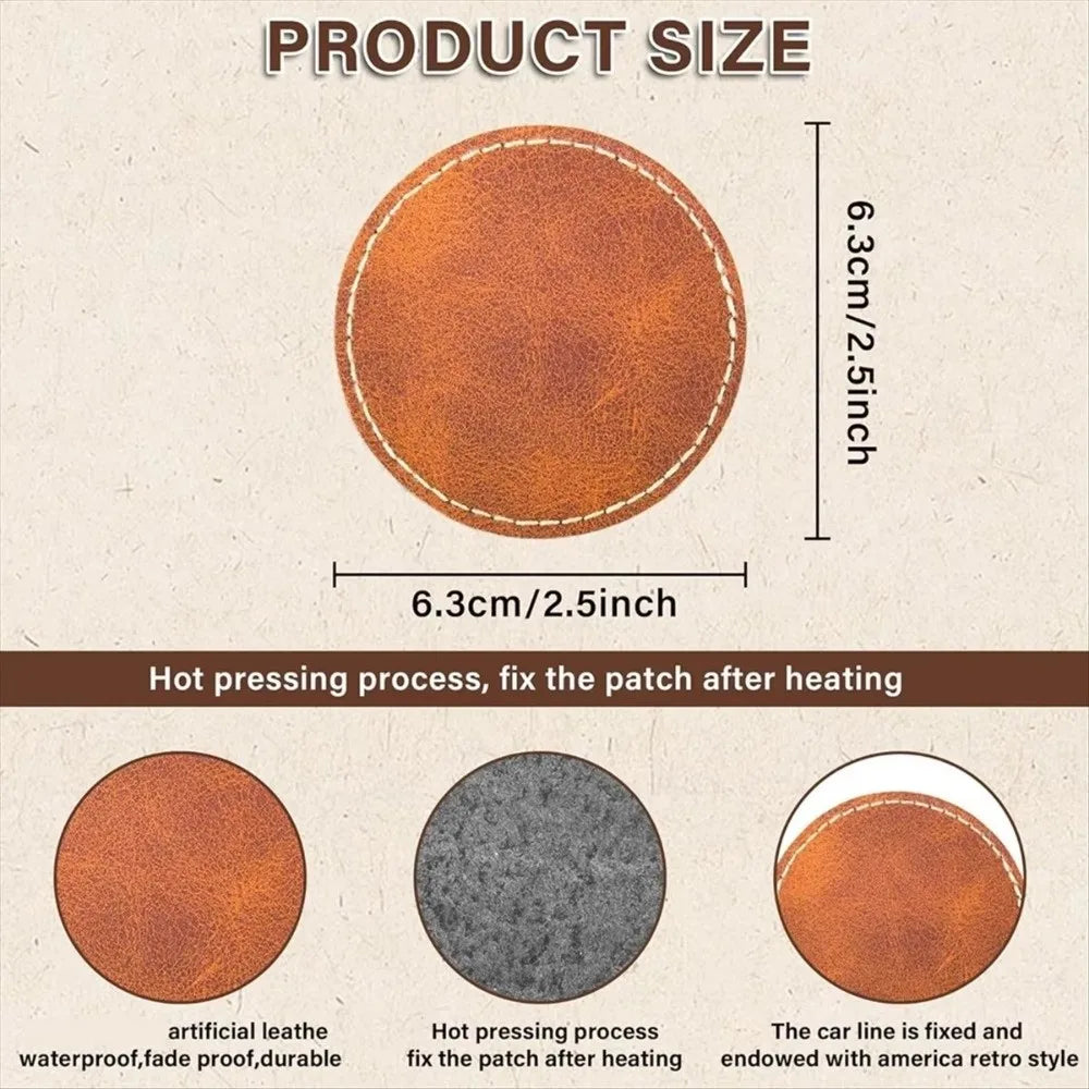 PU Leather Blank Hat Patches 6.3cm Brown – 5 or 10 Pack