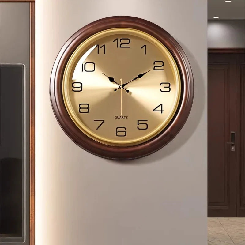 Solid Wood Clock Light Luxury Artistic Sophistication Retro American Style Living Room Wall Hanging Wall Hanging Watch Oasis Select