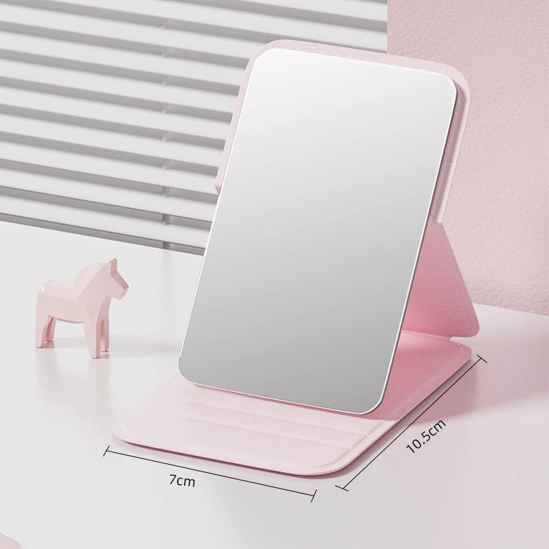 Portable Handheld Mini Makeup Mirror, Dormitory Tabletop And Office Use, Adjustable And Portable Folding Mirror Oasis Select Pink
