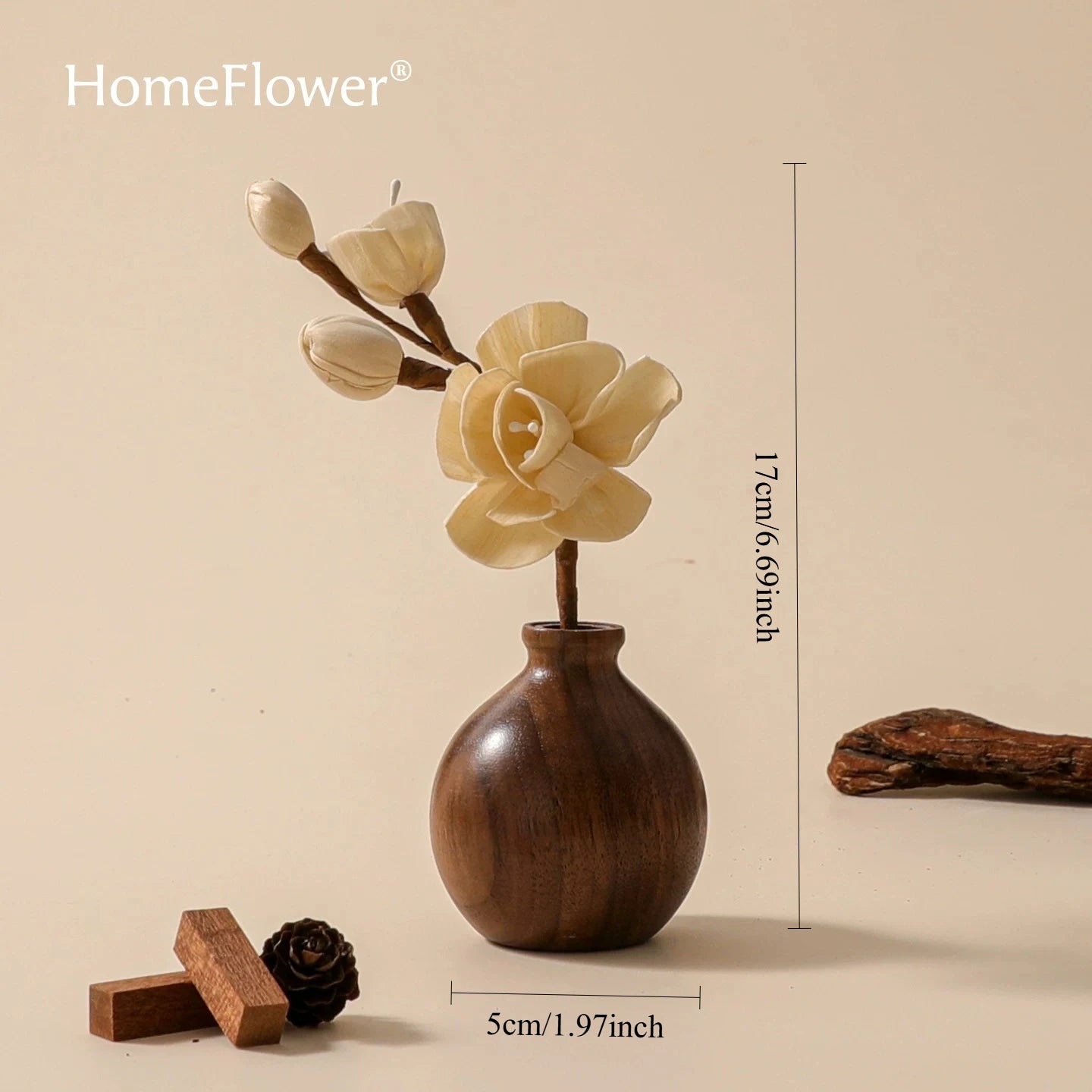 Zen Walnut Wood Aromatherapy Diffuser New Chinese Style Small Vase Desktop Ornament Office Stress Relief Fragrance Home Decor Oasis Select