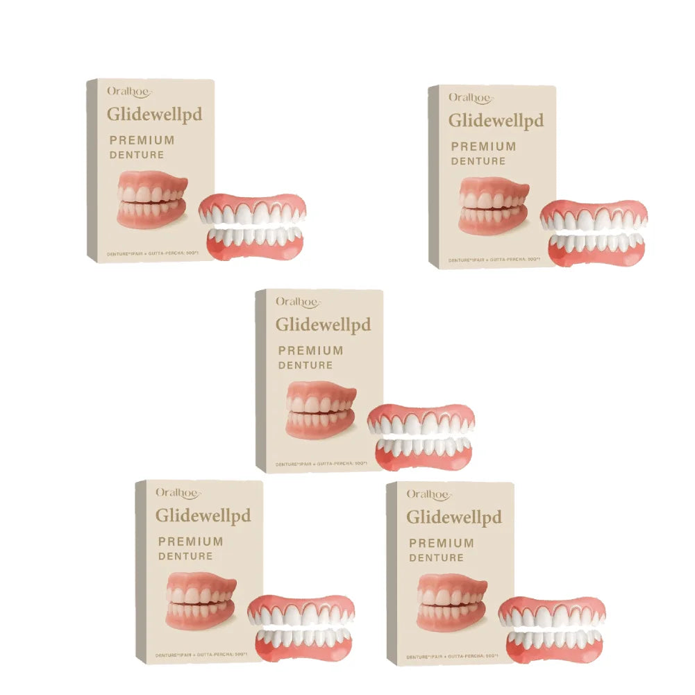 New Teeth Silicone Kit Reusable Orthodontic Appliances Upper Lower Fake Teeth Soft Decorative Comfortable Realistic Denture Set Oasis Select C