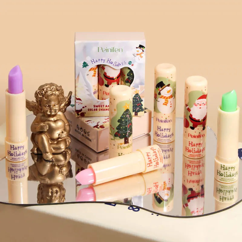 PEINIFEN 3-Pack Christmas Color Changing Lip Balm – Vitamin E Color Changing Lip Balm Oasis Select