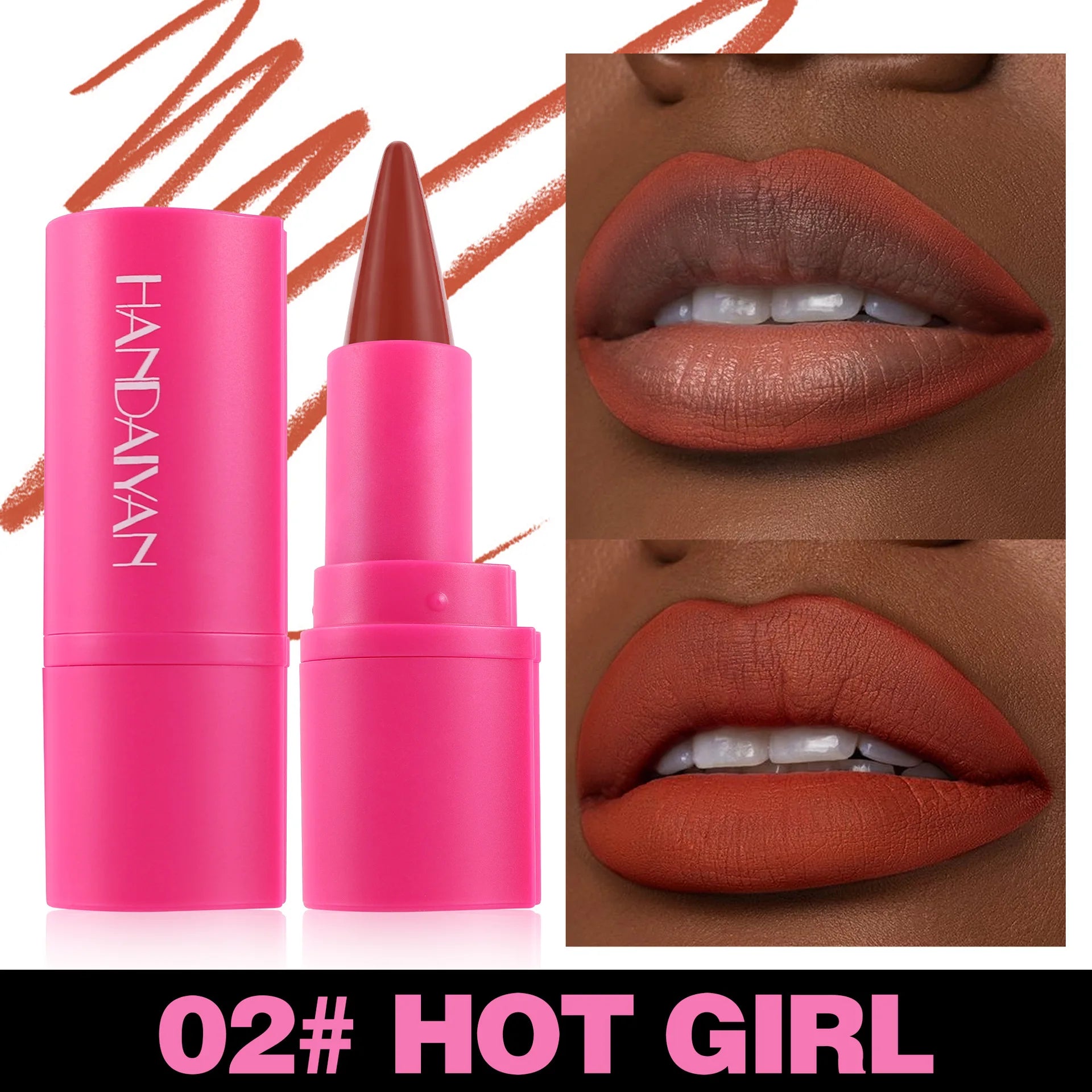 Handaiyan 2-in-1 Matte Lip Liner & Lipstick Pen | Waterproof Lip Liner Crayon Oasis Select 02 Hot girl