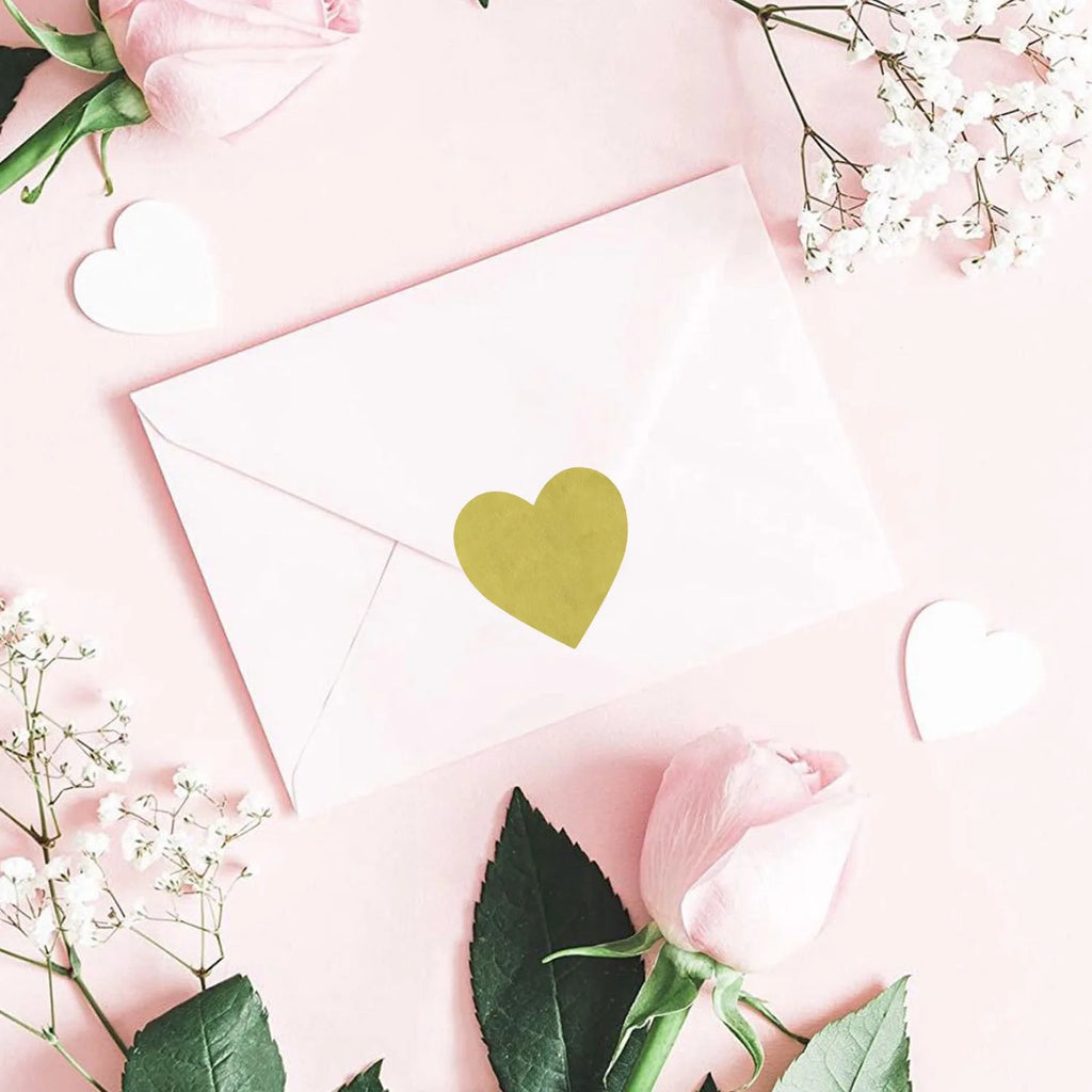 500PCS Gold Heart Sticker,1 Inch Metallic Love Heart Shaped Foil Envelopes Sealing Stickers for Valentine's Day,Christmas Gift Oasis Select