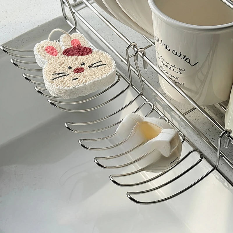 1/2pcs Stainless Steel Drain Basket Expansion Small Hanging Rack,Stainless Steel Storage Rack for Kitchen Sink,Space Saving Oasis Select