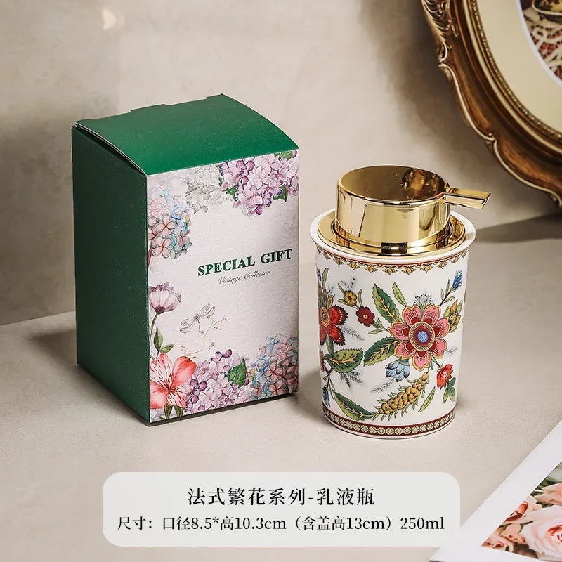 250ML Color Pattern Ceramic Lotion Bottle Facial Cleanser Foamer Home Makeup Remover Shampoo Storage Bottle Bathroom Accessories Oasis Select B 250ml