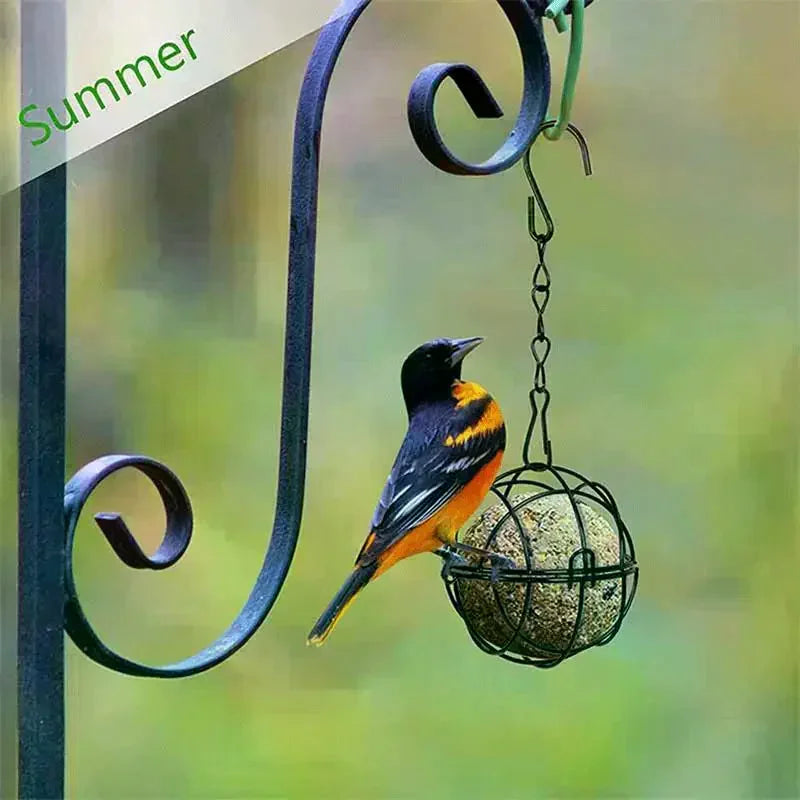 Metal Suet Ball Bird Feeder With Hanging Chain Squirrel Proof Outdoor Garden Birds Hummingbird Feeders Ball Shape Grass Feeder Oasis Select