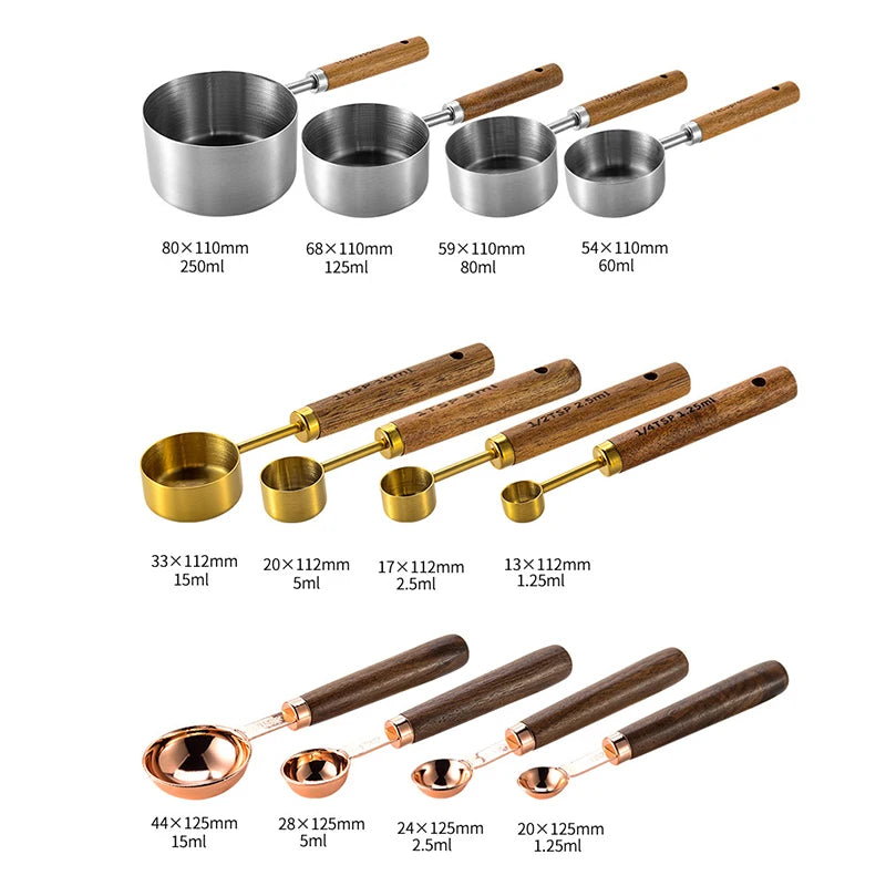 4-Piece Stainless Steel Measuring Spoons Set – Wooden Handle Measuring Spoon Set Oasis Select
