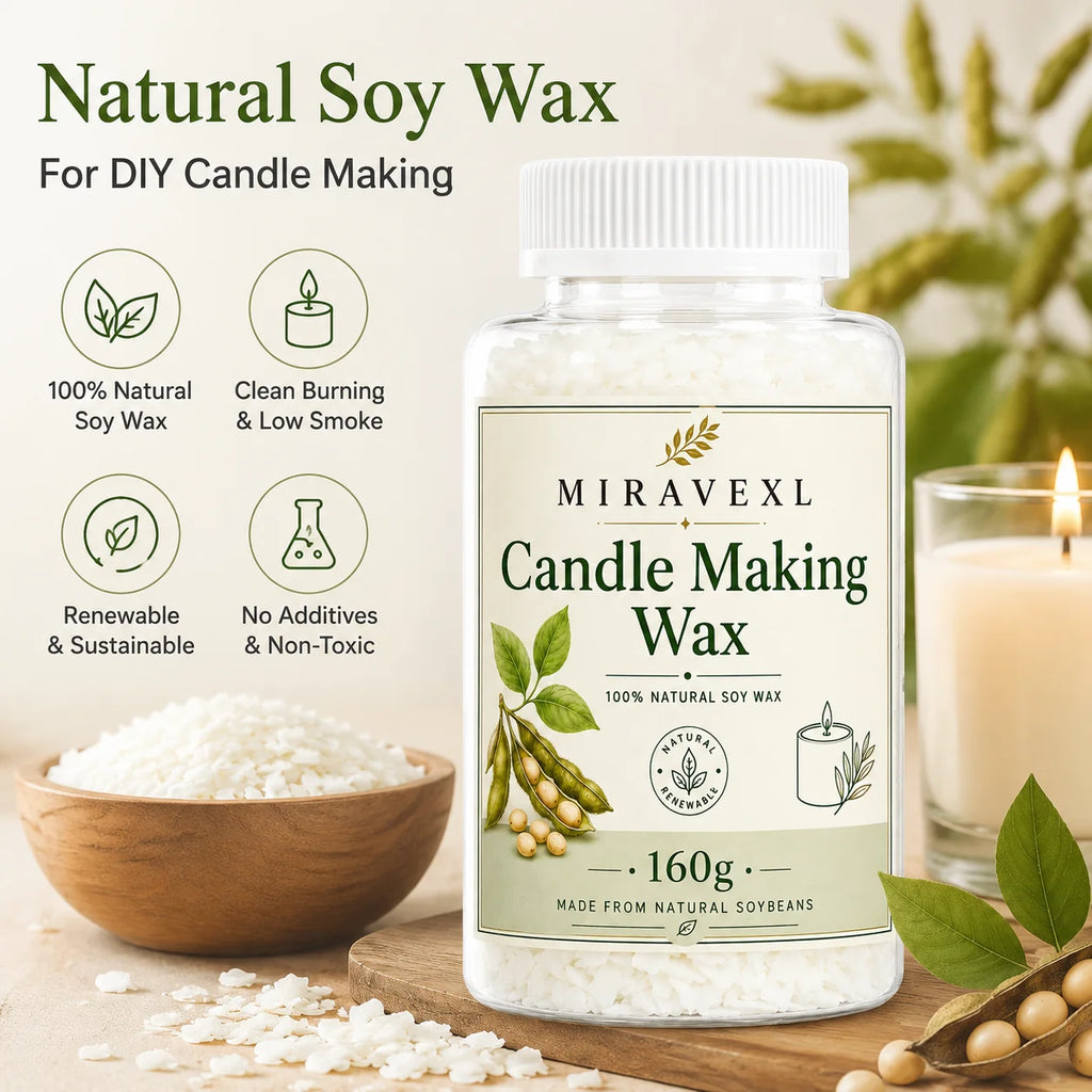 MIRAVEXL Soy Candle Wax 160g or Pearl Powder, DIY Wax Flakes and Shimmer Pigment for Candle Making, Wax Melts Home Crafts Supply Oasis Select